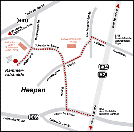 Anfahrtsplan Bielefeld
